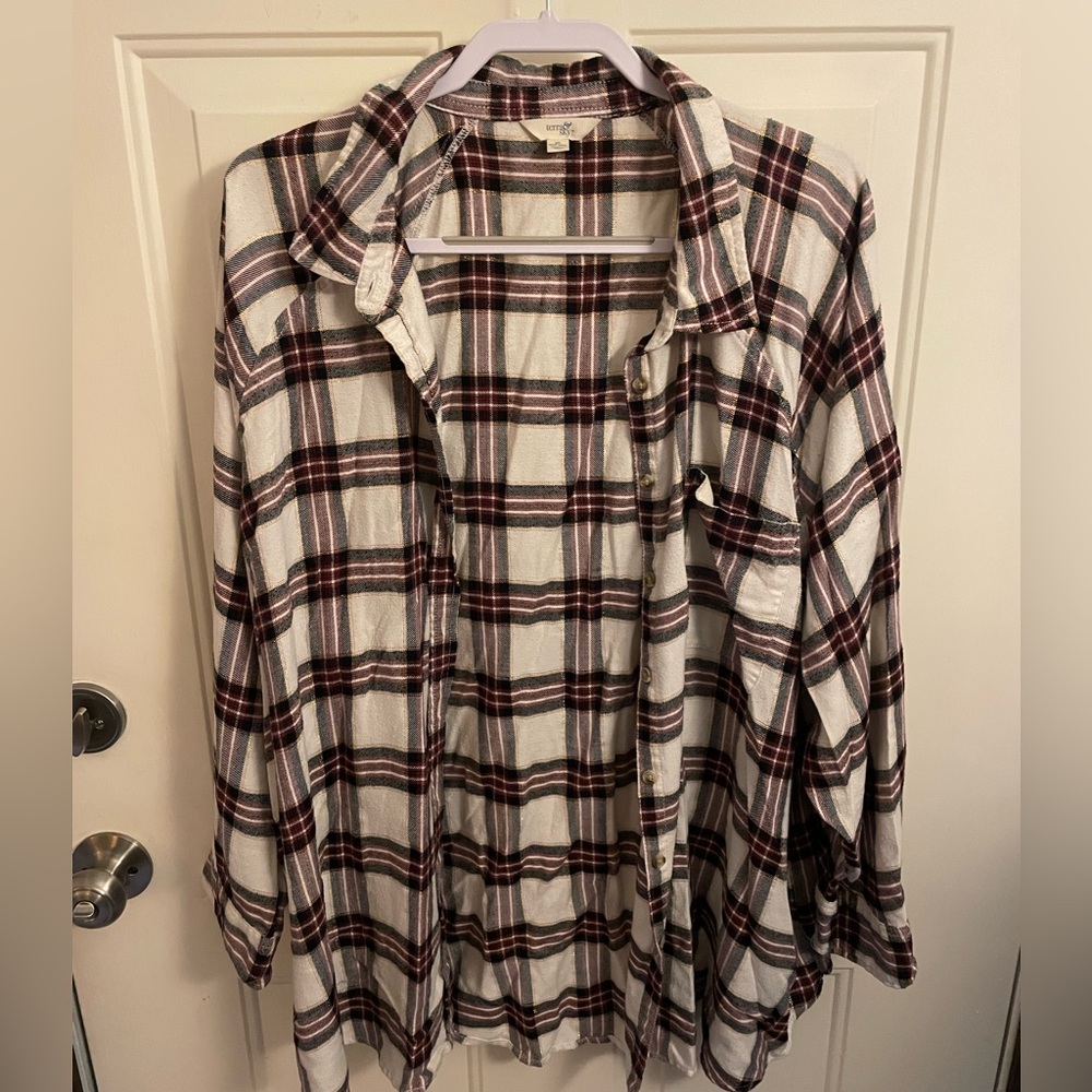 Womens Plus Boyfriend Flannel Shirt